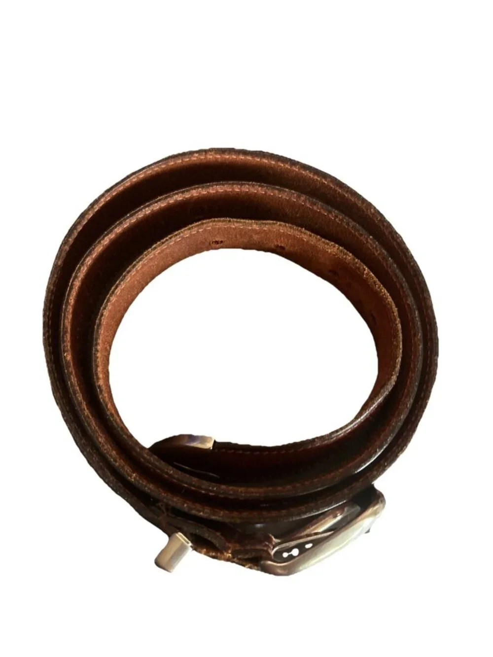 Nautica Mens Brown Genuine Leather Belt 40 Made in Italy Silver Buckle 93700